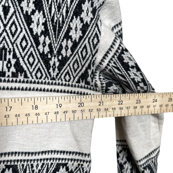 J. Crew Jacquard Sweatshirt Womens Small White Black Tapestry Lightweight 3/4 - Picture 10 of 10